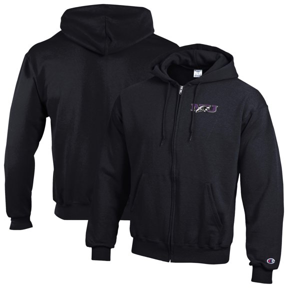Men's Champion Black Niagara Purple Eagles Eco Powerblend Full-Zip Hoodie