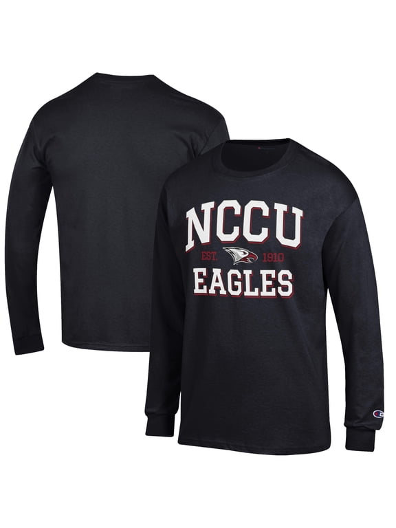 Men's Champion Black North Carolina Central Eagles Jersey Est. Date Long Sleeve T-Shirt
