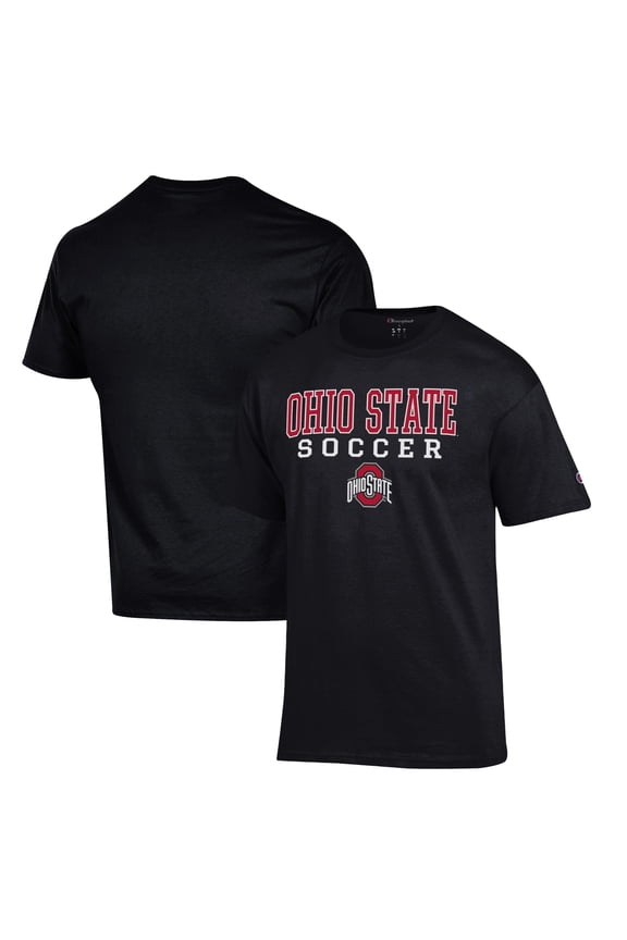 Men's Champion Black Ohio State Buckeyes Soccer Stack Logo T-Shirt