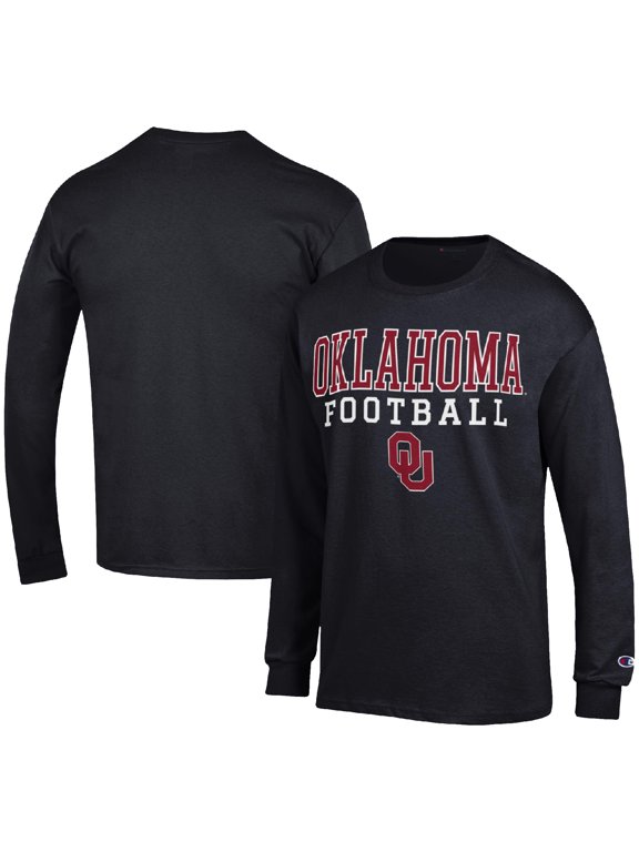 Men's Champion Black Oklahoma Sooners Football Stack Long Sleeve T-Shirt