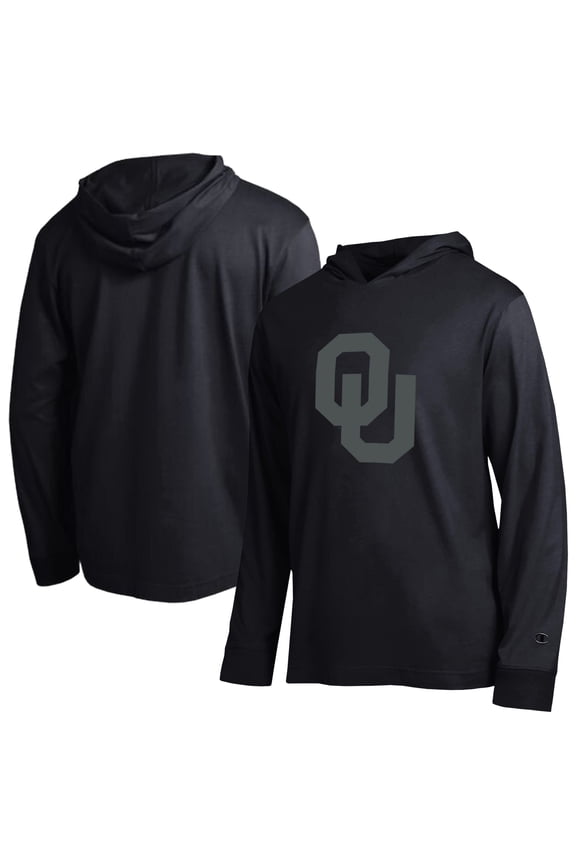 Men's Champion Black Oklahoma Sooners Tonal All-Star Long Sleeve Hooded T-Shirt