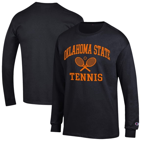Men's-Champion Black Oklahoma State Cowboys Tennis Icon Long Sleeve T-Shirt