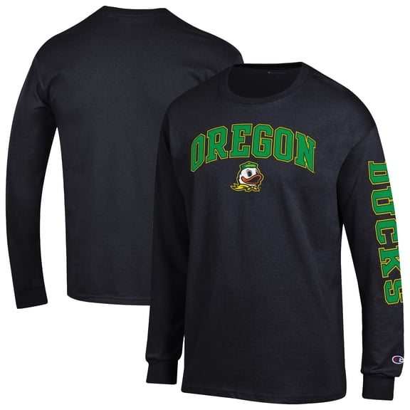 Men's Champion Black Oregon Ducks Arch Over Logo 2-Hit Long Sleeve T-Shirt