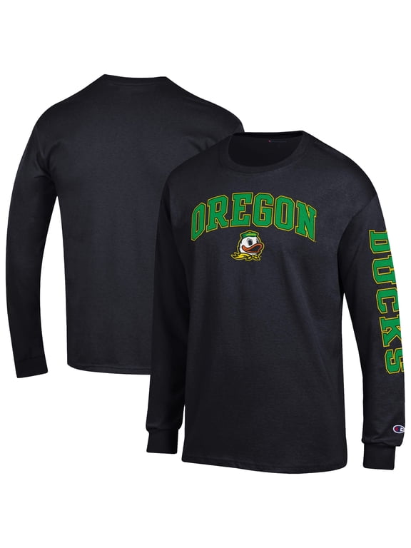 Men's Champion Black Oregon Ducks Arch Over Logo 2-Hit Long Sleeve T-Shirt