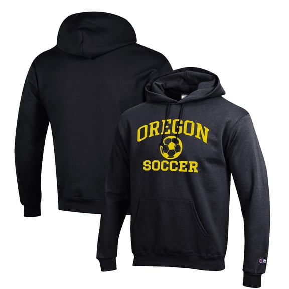 Men's Champion Black Oregon Ducks Soccer Icon Powerblend Pullover Hoodie