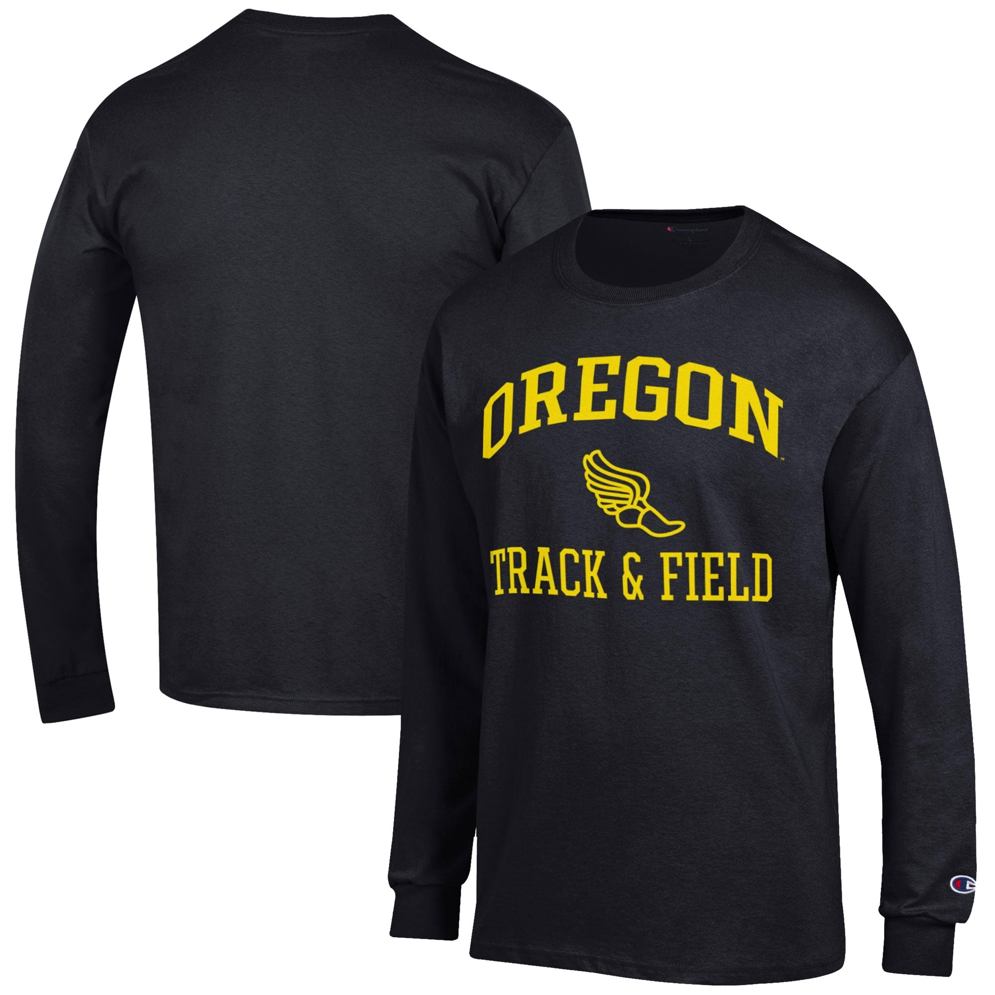 Men's Champion  Black Oregon Ducks Track & Field Icon Long Sleeve T-Shirt