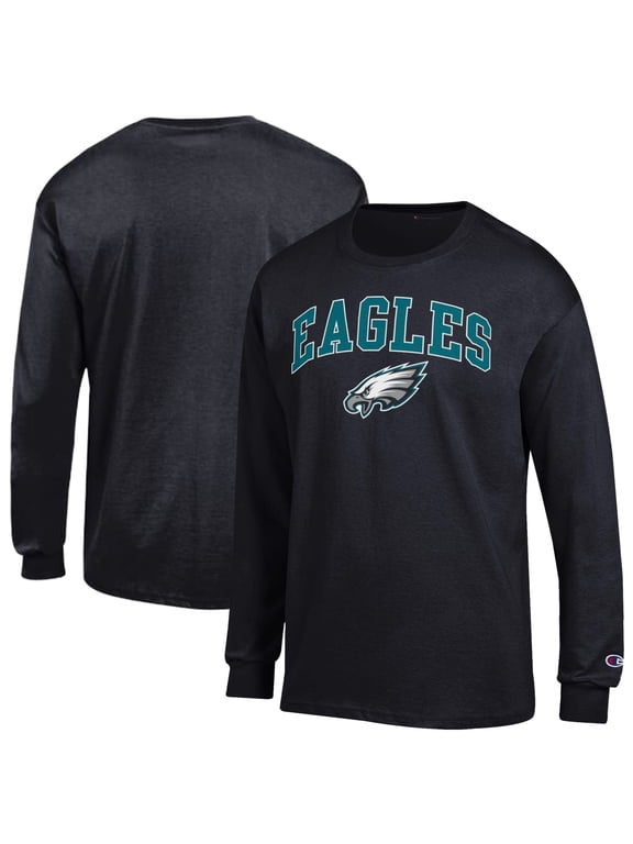 Men's Champion Black Philadelphia Eagles Arch Over Logo Long Sleeve T-Shirt