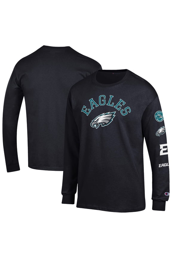 Men's Champion Black Philadelphia Eagles Seal Long Sleeve T-Shirt
