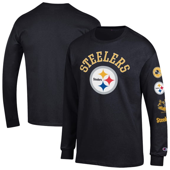 Men's Champion Black Pittsburgh Steelers Seal Long Sleeve T-Shirt