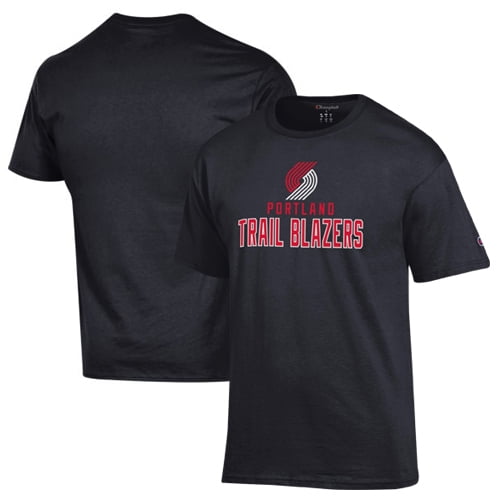 Men's Champion Black Portland Trail Blazers Jersey Cotton T-Shirt