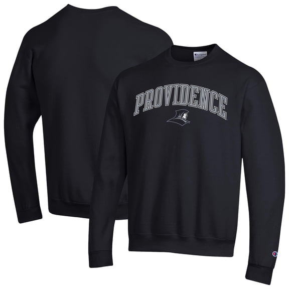 Men's-Champion Black Providence Friars Arch Over Logo Pullover Sweatshirt