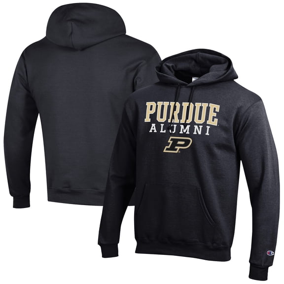 Men's Champion Black Purdue Boilermakers Alumni Logo Stack Pullover Hoodie
