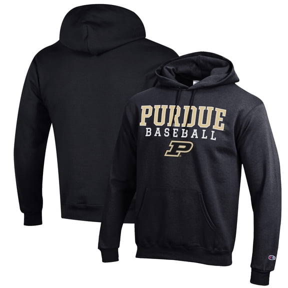 Men's Champion Black Purdue Boilermakers Baseball Stack Pullover Hoodie