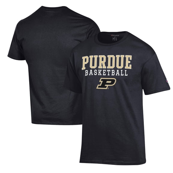 Men's Champion Black Purdue Boilermakers Basketball Stack T-Shirt