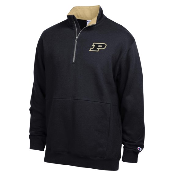 Men's Champion Black Purdue Boilermakers Fleece Quarter-Zip Pullover