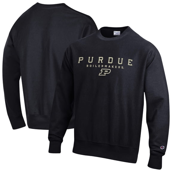Men's Champion Black Purdue Boilermakers Relentless Reverse Weave Sweatshirt