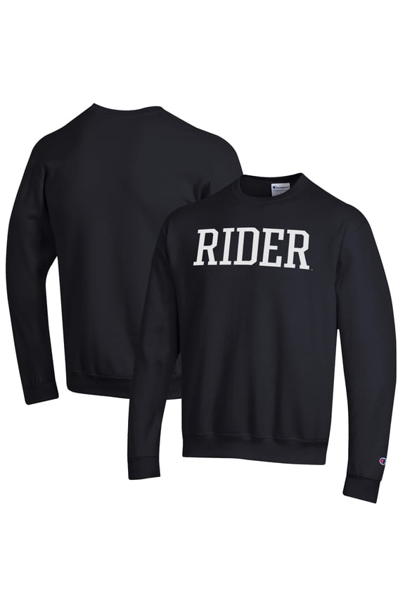 Men's Champion Black Rider Broncs Eco Powerblend Crewneck Pullover Sweatshirt
