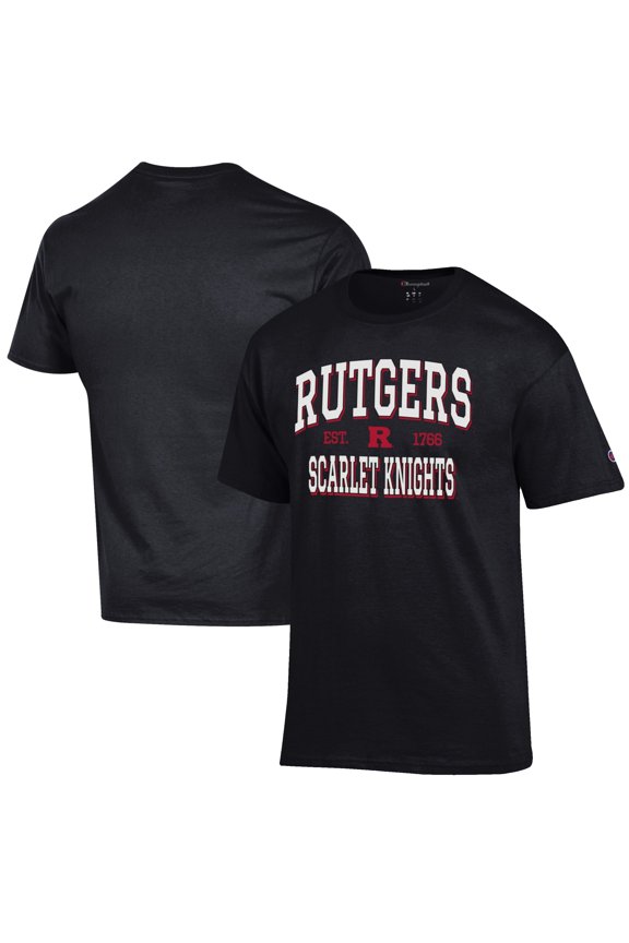 Men's Champion Black Rutgers Scarlet Knights Est. Date Jersey T-Shirt