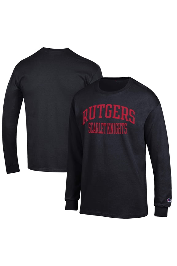 Men's Champion Black Rutgers Scarlet Knights Jersey Long Sleeve T-Shirt