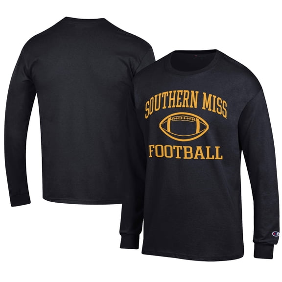 Men's Champion  Black Southern Miss Golden Eagles Football Jersey Long Sleeve T-Shirt