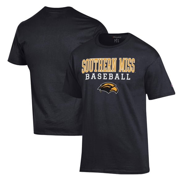 Men's Champion Black Southern Miss Golden Eagles Stack Baseball T-Shirt