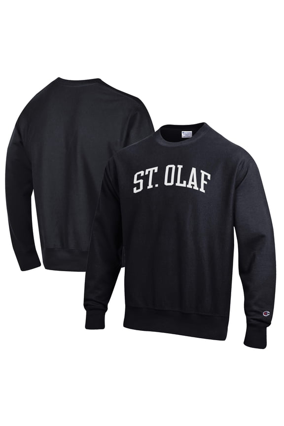 Men's Champion Black St. Olaf Oles Reverse Weave Fleece Crewneck Sweatshirt