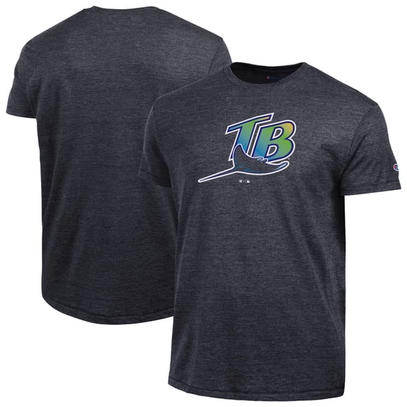 Men's Champion Black Tampa Bay Rays Cooperstown Logo Tri-Blend T-Shirt