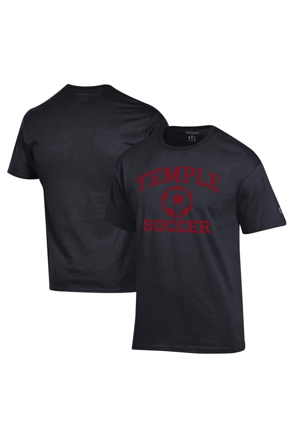 Men's Champion Black Temple Owls Soccer Icon T-Shirt