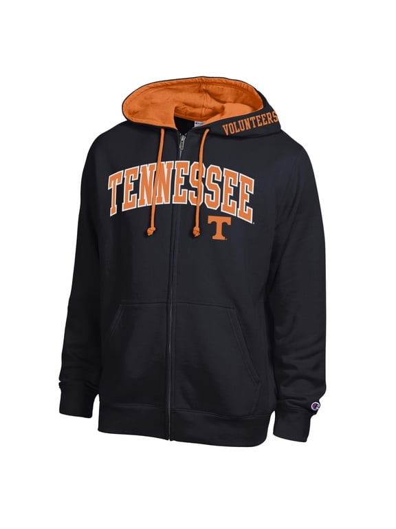 Men's Champion Black Tennessee Volunteers Arch Logo Full-Zip Fleece Hoodie