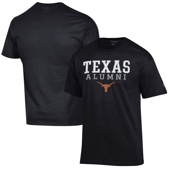 Men's Champion  Black Texas Longhorns Alumni Logo Stack T-Shirt