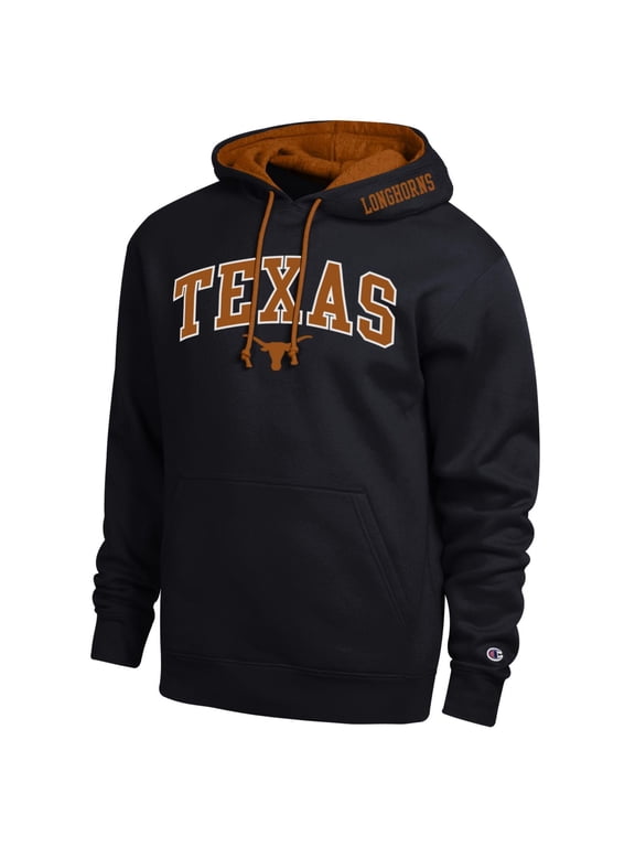 Men's Champion Black Texas Longhorns Arch Tackle Twill Hoodie