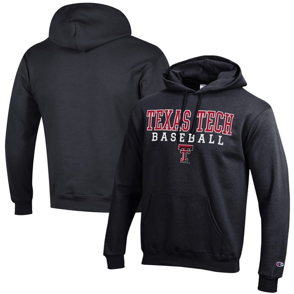 Men's Champion Black Texas Tech Red Raiders Baseball Stack Powerblend Pullover Hoodie