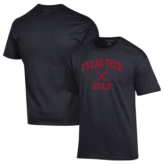 Men's-Champion  Black Texas Tech Red Raiders Icon Golf T-Shirt
