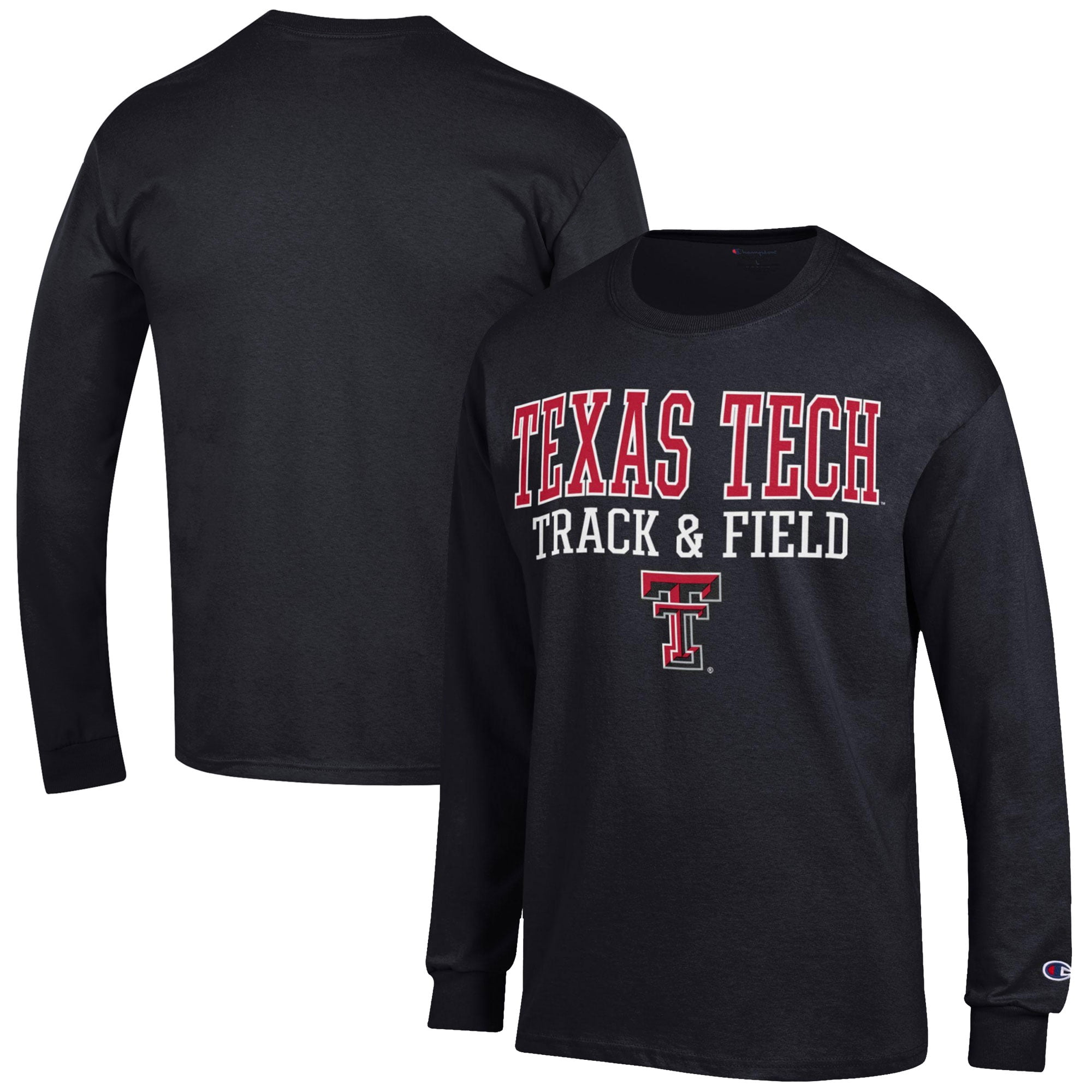 Men's Champion  Black Texas Tech Red Raiders Track & Field Stack Long Sleeve T-Shirt