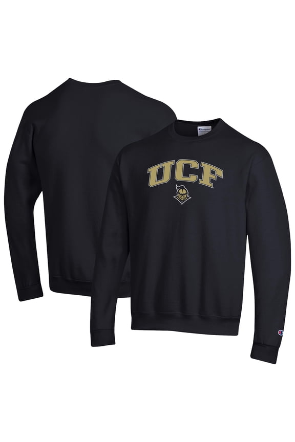 Men's-Champion Black UCF Knights Arch Over Logo Pullover Sweatshirt