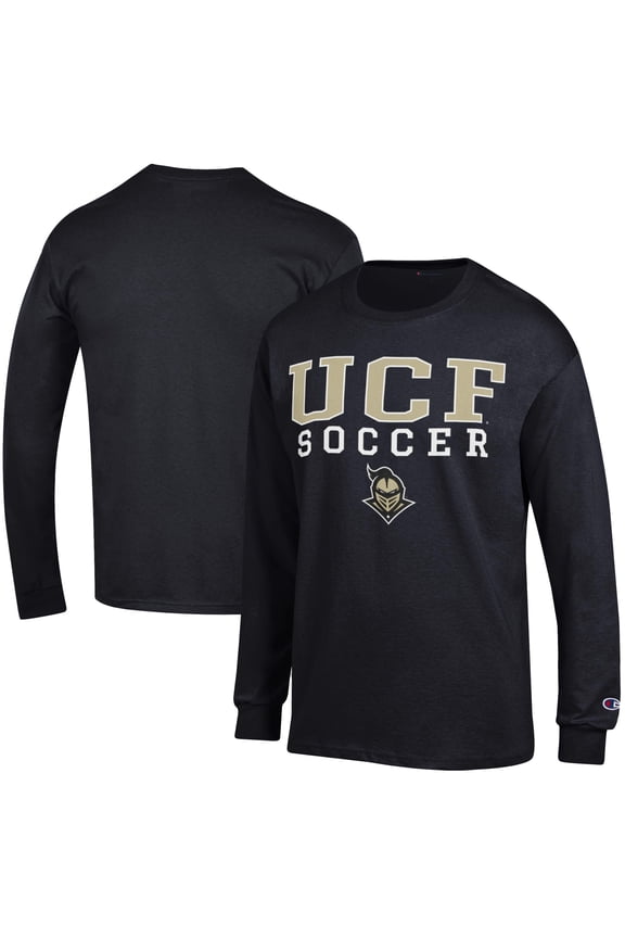 Men's Champion Black UCF Knights Soccer Stacked Logo Long Sleeve T-Shirt