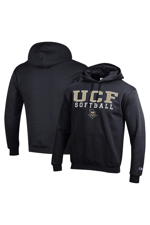 Men's Champion  Black UCF Knights Stack Logo Softball Powerblend Pullover Hoodie