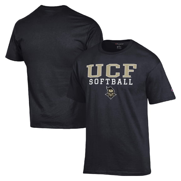 Men's Champion Black UCF Knights Stack Logo Softball Powerblend T-Shirt