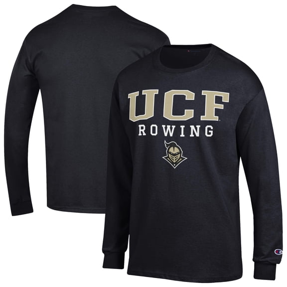 Men's Champion Black UCF Knights Stacked Logo Rowing Long Sleeve T-Shirt