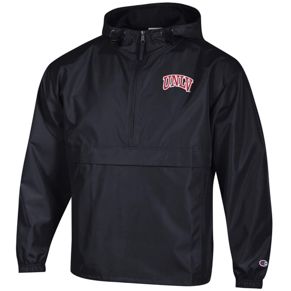Men's Champion Black UNLV Rebels Packable Half-Zip Hooded Jacket