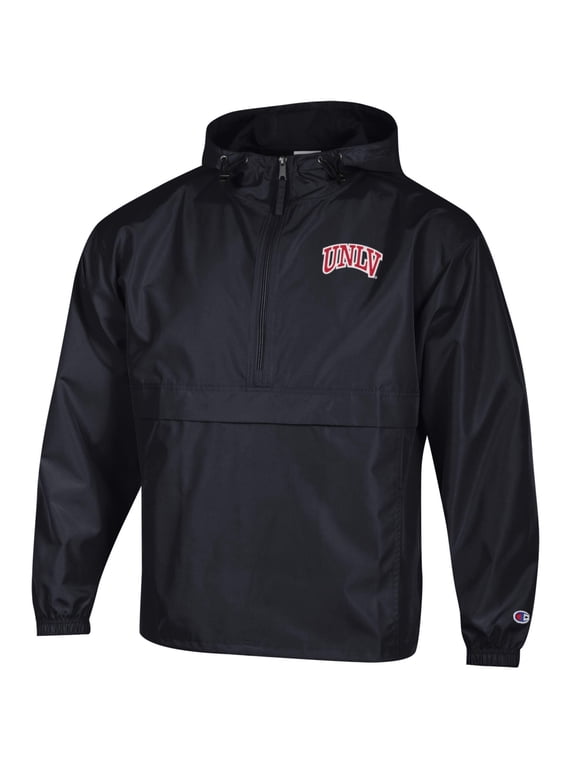 Men's Champion Black UNLV Rebels Packable Half-Zip Hooded Jacket