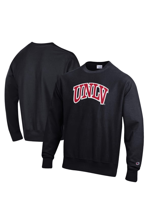 Men's Champion Black UNLV Rebels Reverse Weave Fleece Crewneck Sweatshirt