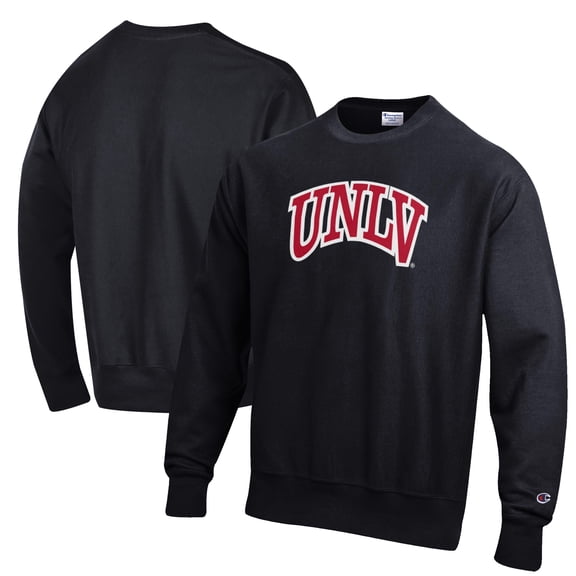 Men's Champion Black UNLV Rebels Reverse Weave Fleece Crewneck Sweatshirt