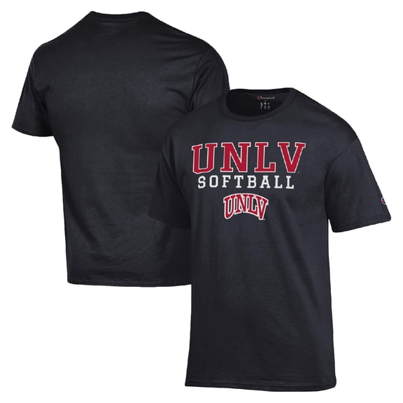 Men's Champion  Black UNLV Rebels Stack Logo Softball Powerblend T-Shirt