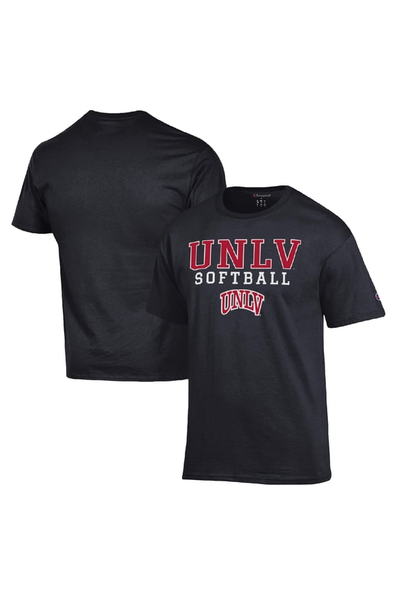 Men's Champion  Black UNLV Rebels Stack Logo Softball Powerblend T-Shirt