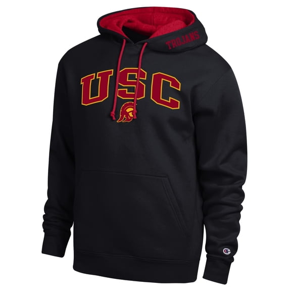 Men's Champion Black USC Trojans Arch Tackle Twill Hoodie
