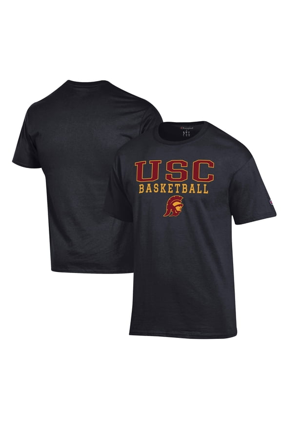Men's Champion Black USC Trojans Basketball Stack T-Shirt