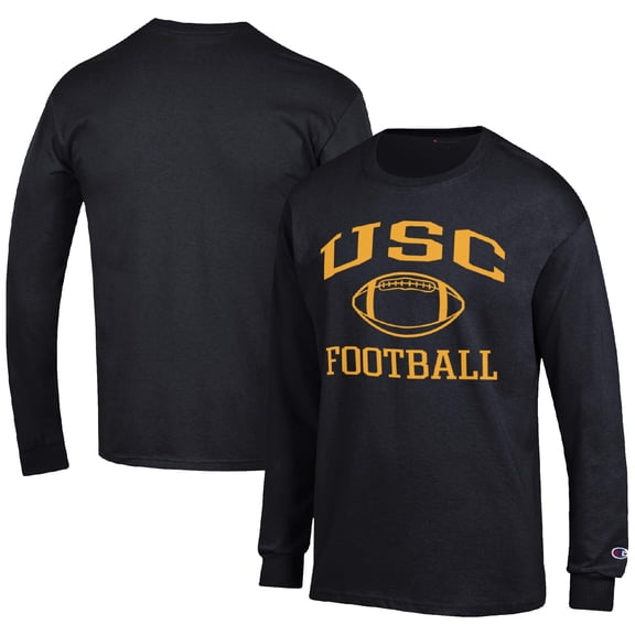 Men's Champion Black USC Trojans Football Icon Long Sleeve T-Shirt