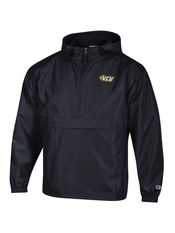 Men's Champion Black VCU Rams Packable Half-Zip Hooded Jacket
