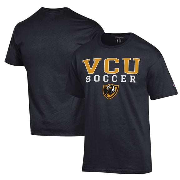 Men's Champion Black VCU Rams Soccer Stack Logo Powerblend T-Shirt